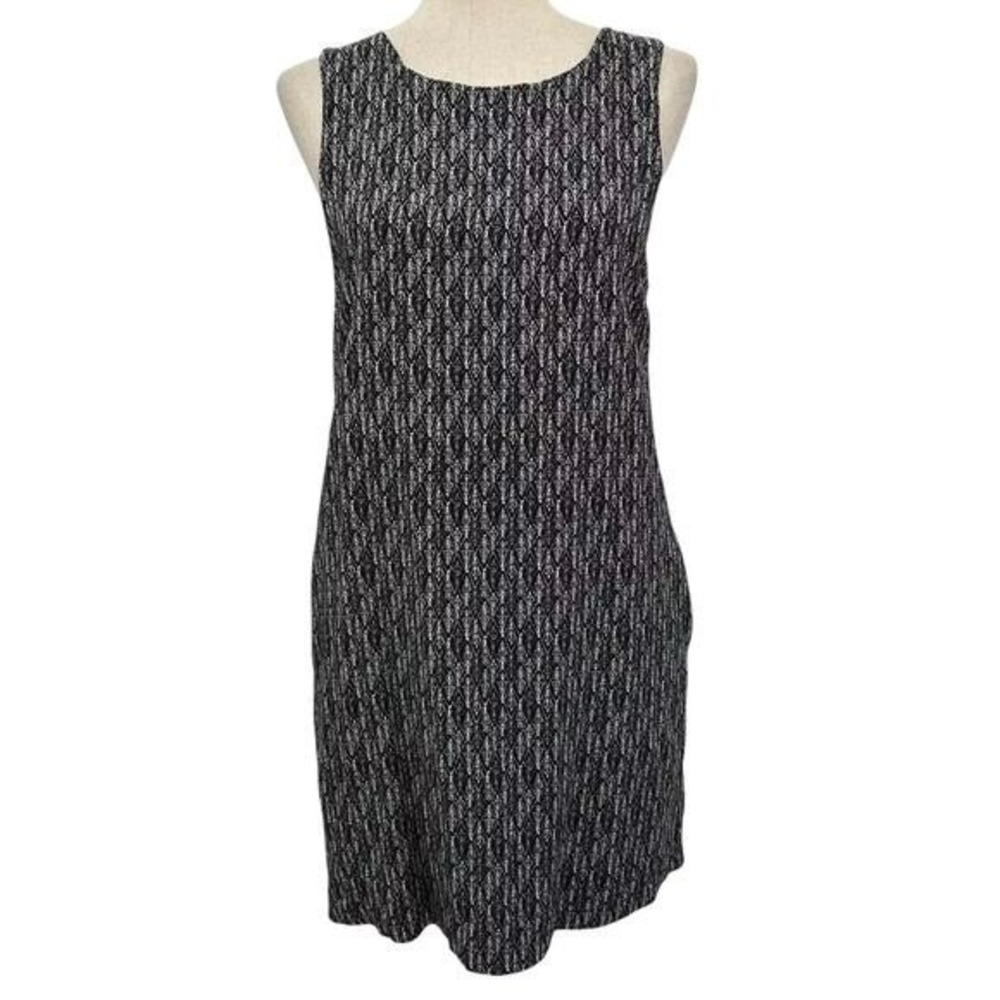 Soft Joie Black White Geometric Diamond Print Sleeveless Shift Mini Dress S
